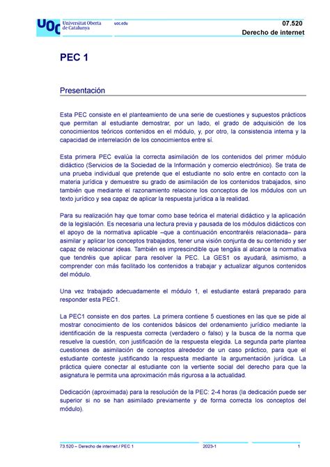 73 520 PEC 1 2023 1 PEC 1 Enunciado PEC 1 Presentación Esta PEC