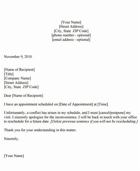 Missed Appointment Letter Template