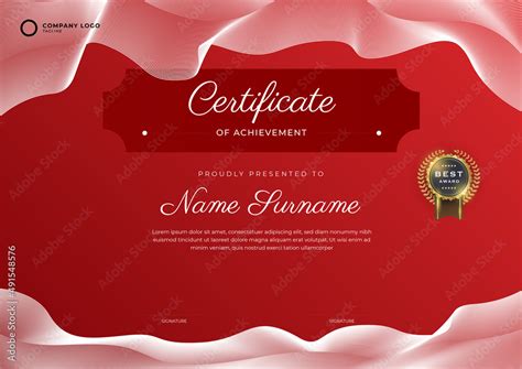 Modern red certificate design in professional style. Elegant, clean and ...