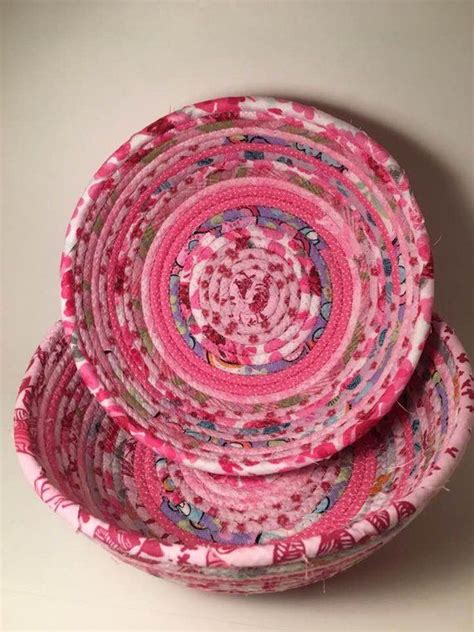 Rope Fabric Bowl Coiled Rope Basket Clothesline Basket Etsy Fabric