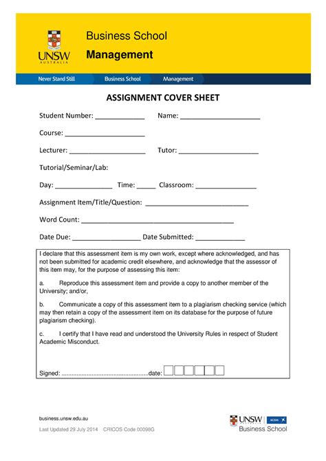 Management Cover Sheet Individual Jan 2015 Last Updated 29 July 2014 Cricos