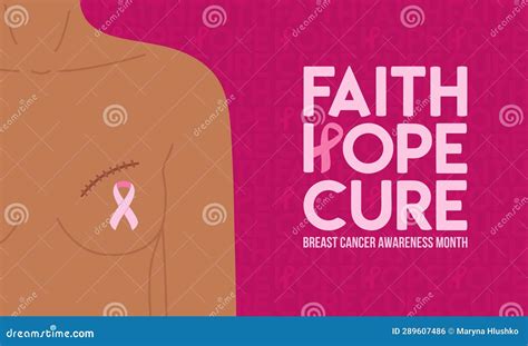 Breast Cancer Awareness Month. Horizontal Poster with Black Woman with ...