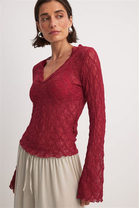 Lace Top Red | NA-KD