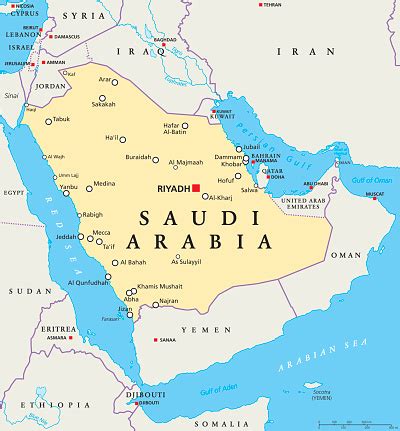 Ilustración de Mapa Político De Arabia Saudita y más Vectores Libres de ...