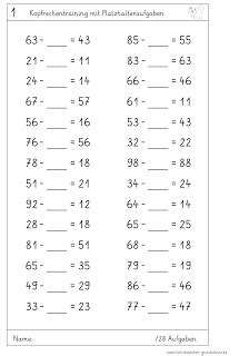 Kopfrechnen Bis Plus Und Minus Pin Auf Minus Aufgaben Darrion
