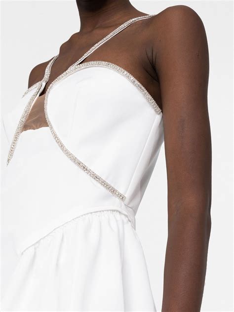 Self Portrait Crystal Embellished Cut Out Minidress White Farfetch