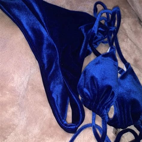 Blue Velvet Bikini Worn Only Once Originally Was Depop