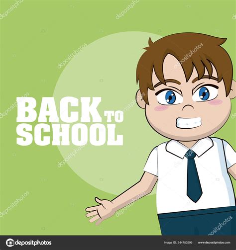 Cute Happy School Boy Cartoon Vector Illustration Graphic Design Stock