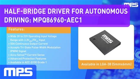 Half Bridge DrMOS For Powering Autonomous Driving SoCs MPQ86960 AEC1