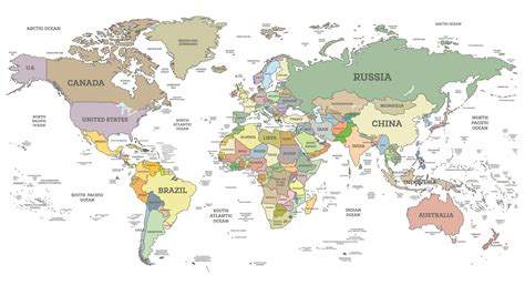 detailed world map  borders  countries isolated  white
