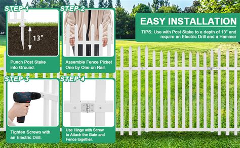 Amazon Garpans 52 W X 44 H Outdoor Vinyl Picket Fence Gate Vinyl