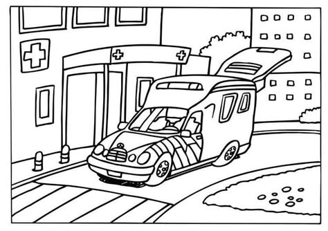 Coloriage Dessin Ambulance télécharger et imprimer gratuit sur