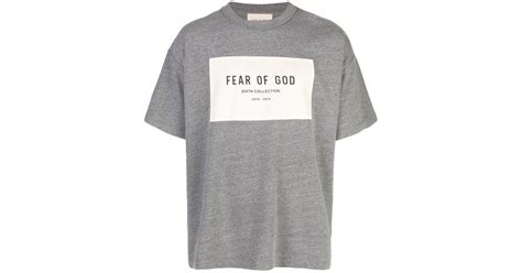 Fear Of God Cotton Logo Print T Shirt In Grey Gray For Men Lyst