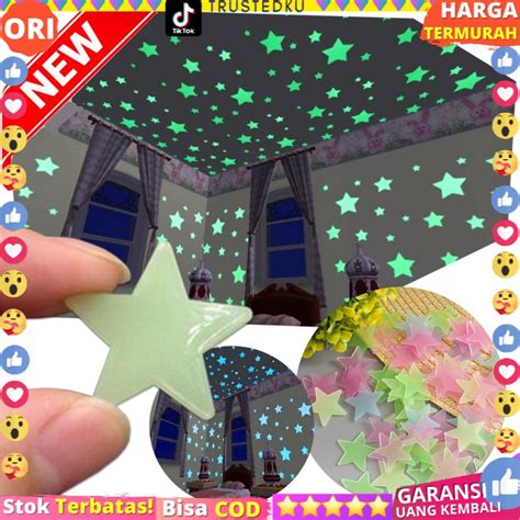 Jual Stiker Bintang Dinding 100 PCS Paket Glow In The Dark Nyala Star