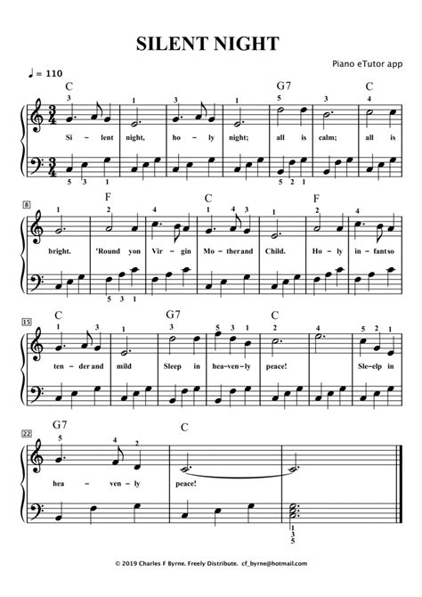 Silent Night Piano By Traditional Easy Piano Digital Sheet Music Sheet Music Plus