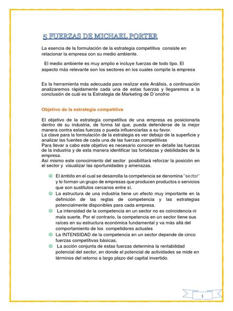 5 Fuerzas De Porter En La Empresa Donofrio Pdf Mercado Economía Marketing