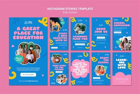 Free PSD | Kids school instagram stories template