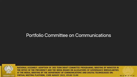 Portfolio Committee On Communications 23rd August 2022 Youtube