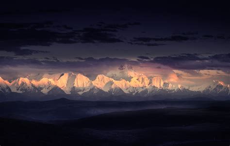 Wallpaper sky, mountains, sunrise, Tibet, The Himalayas, Himalayas ...