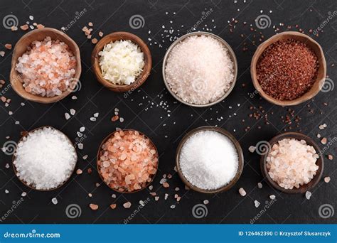 Various Types of Table Salt. Stock Photo - Image of table, ground ...