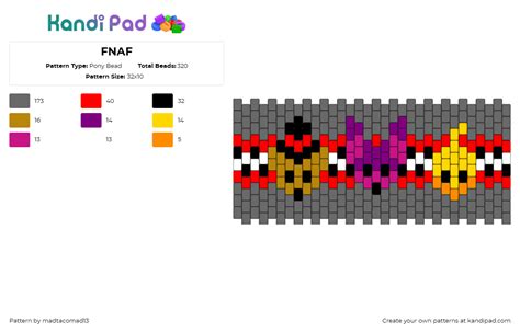 FNAF Pony Bead Pattern Kandi Pad Kandi Patterns Fuse Bead Patterns