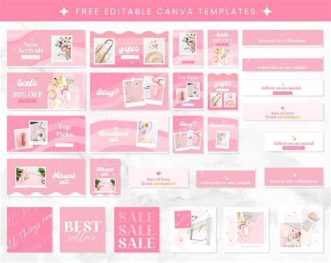 Pink Shopify Theme Shopify 2 0 Editable Canva Banners Etsy