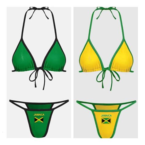 Jamaica Flag Contrast Split Bikini Set 2024 Sexy Women Swimwear