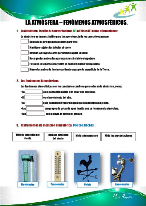 La Atmósfera Fenómenos Atmosféricos Worksheet Ejercicios De Calculo Actividades De