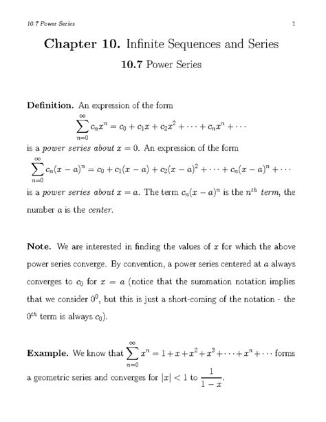 Power Series Calc 2 Chapter 10 Infinite Sequences And Series 10