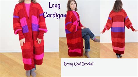 Crochet Long Cardigan Easy Pattern Tutorial Youtube