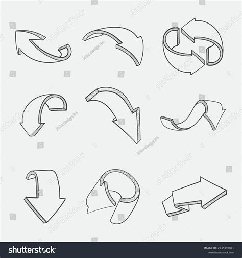 Hand Drawn D Arrow Illustration Collection Stock Vector Royalty Free