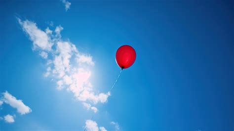 Floating Balloons Red Balloon In The Air With A Blue Sky Backgrounds ...