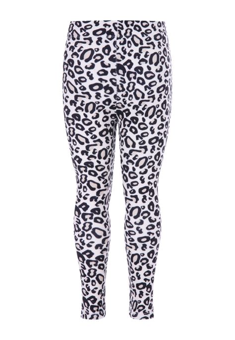 Younger Girls Leopard Print Velvet Leggings Peacocks