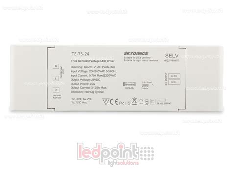 Ledpoint S R L Alimentatore 75W 24VDC CV Triac AC Push Dim