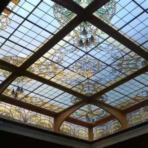 Custom Design Tiffany Stained Leadlight Skylight Ceiling Glass For