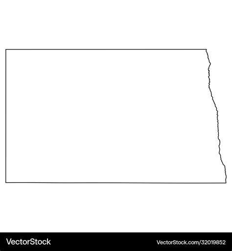 North Dakota Nd State Border Usa Map Outline Vector Image