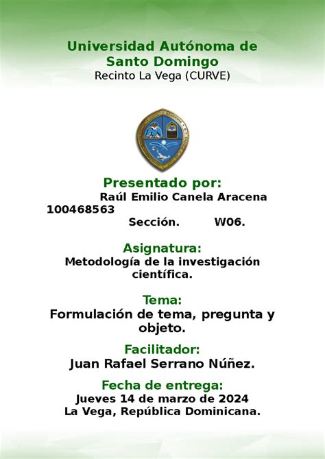 Metodología 01 Tarea 0 1 Metodologia Universidad Autónoma de Santo