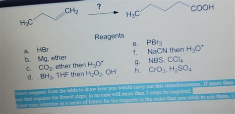 Solved Select Reagents From The Table To Show How You Would Chegg