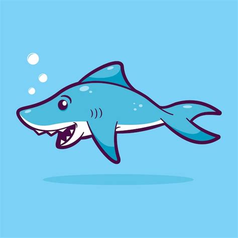 Premium Vector Cute Shark Cartoon Vector Illustration