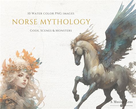 Norse Mythology Watercolor Digital Art PNG Gods, Goddesses, Celtic Myths, Thor, Loki, Digital ...