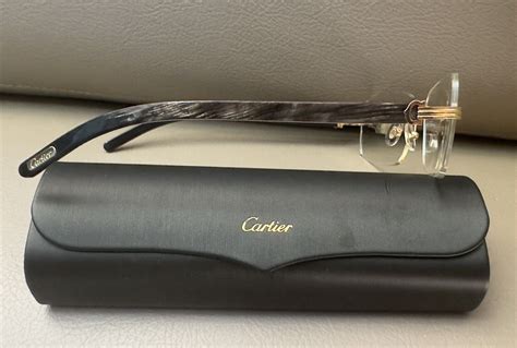 3600 Cartier Rimless Eyeglasses Ct0286o 001 Black Buffalo Horn Yellow