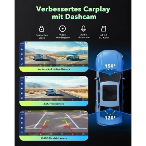 Sans Fil A Pple Carplay Android Auto Autoradio Portable Pouces Avec