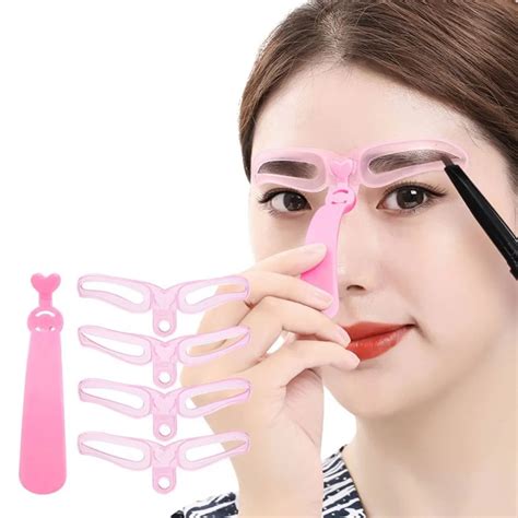 Portable 4 Type Eyebrow Shaping Stencils Eye Brow Guide Template Kit