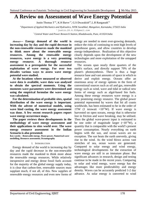 (PDF) A Review on Assessment of Wave Energy Potential