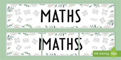 Botanical Themed Maths Display Banner KS1 Twinkl