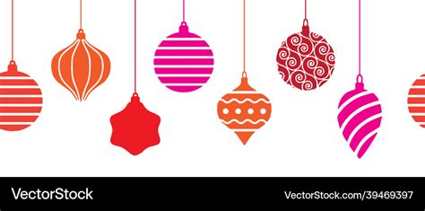 Christmas ornaments seamless border Royalty Free Vector