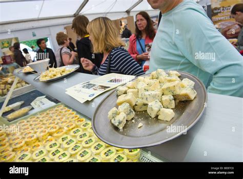 Plate Of Cheese Samples On Counter At The Great British Cheese Festival