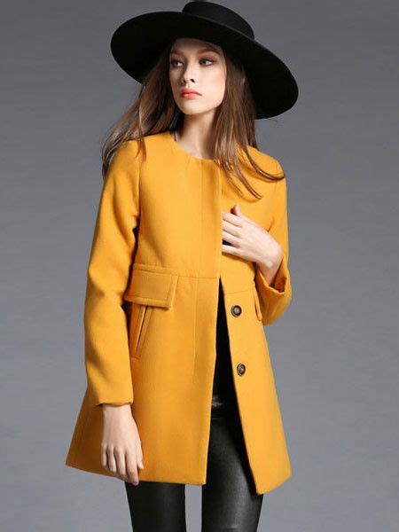 Yellow Trench Coat Long Sleeve Yellow Winter Coat For Women In 2022 Coats For Women Winter