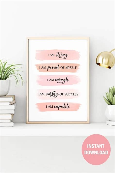 Positive Affirmation Printable Wall Art I Am Enough Law Of Attraction