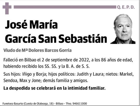 José María García San Sebastián Esquela Necrológica El Correo